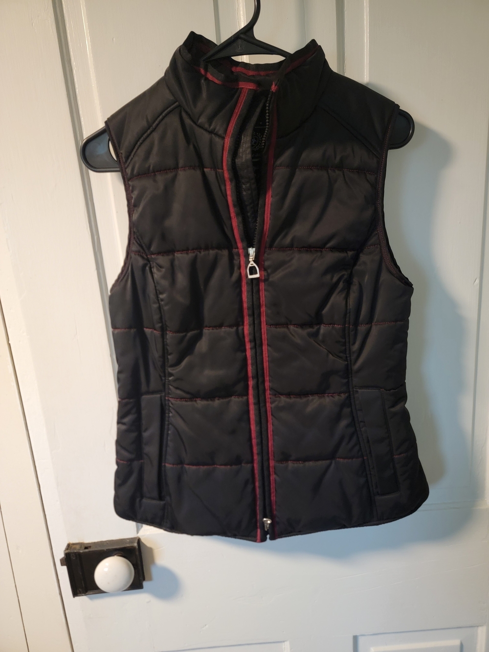 Ariat Black Quilted Puffer Vest with Burgundy Trim